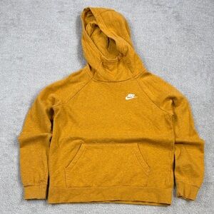 Nike Mustard Yellow Hoodie High Collar Kangaroo Pocket Small